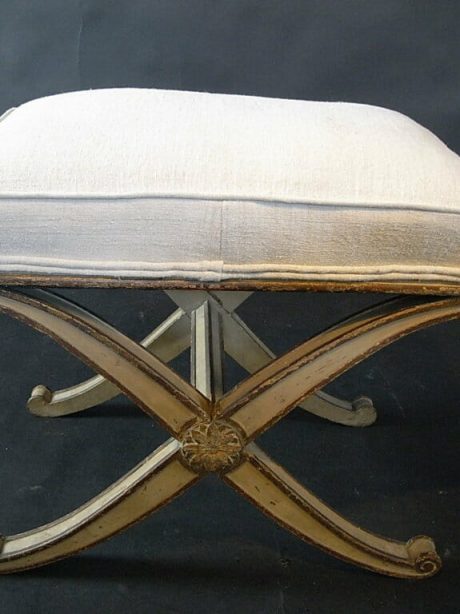 Early 20th century French empire style re-upholstered stool