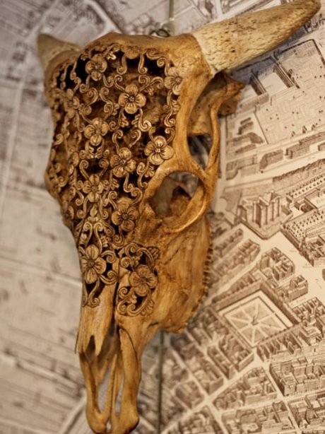 Decorative carved animal skull