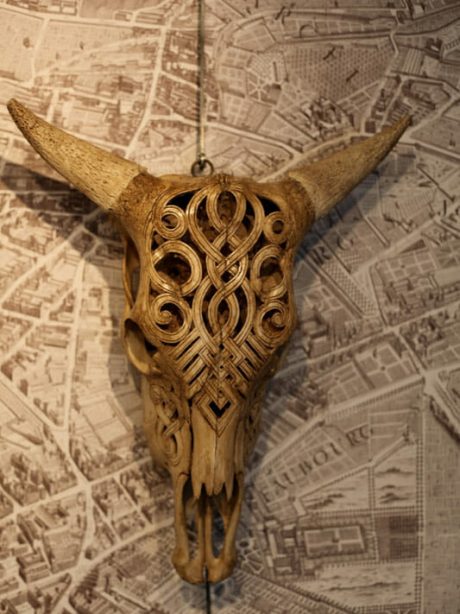 Decorative carved animal skull