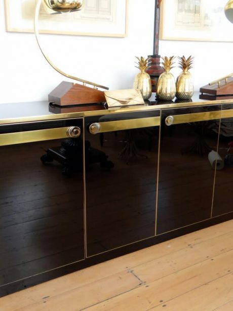 French black glass and brass sideboard c.1970