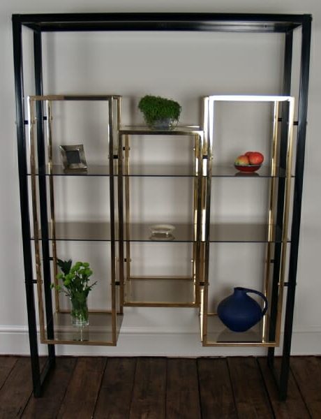 French metal and brass shelving unit c.1970