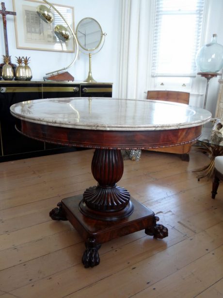 French walnut Marble topped centre table c.1900