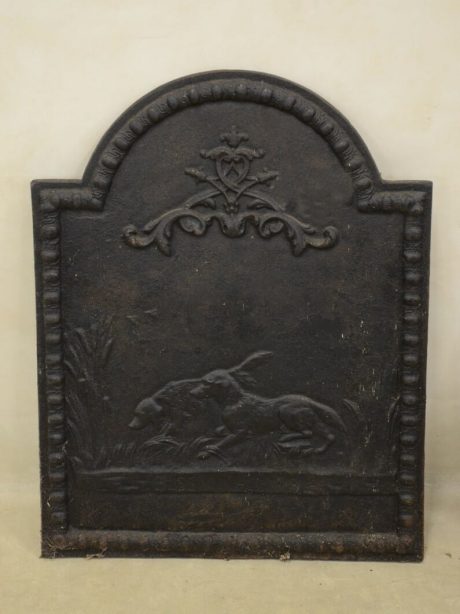 European fire backplate with dog scene c.1920