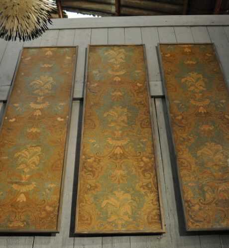 Set of three framed wallpaper panels c.1880