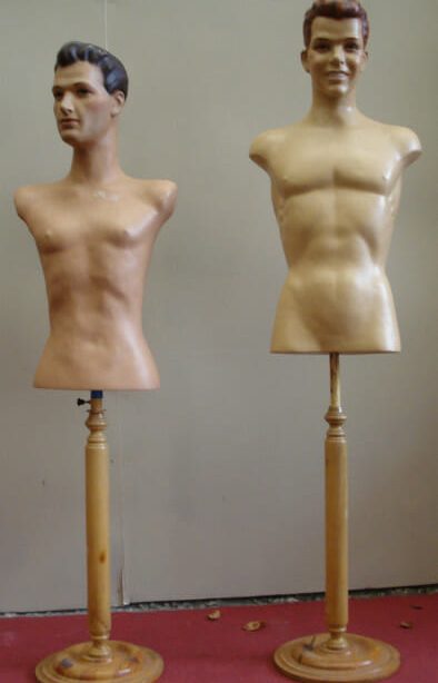 Pair of male shop mannequins from 1970's