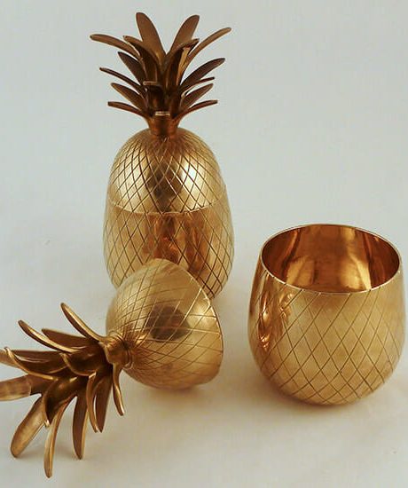 Brass ice buckets, fashioned as a pineapple from the 1960's