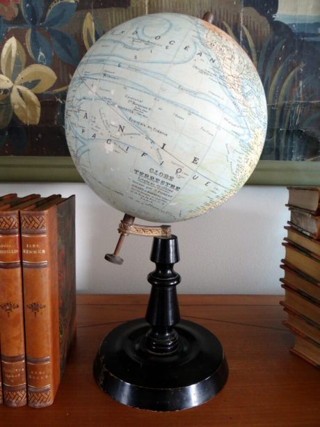 French antique Terrestrial globe on ebonised stand c.1895