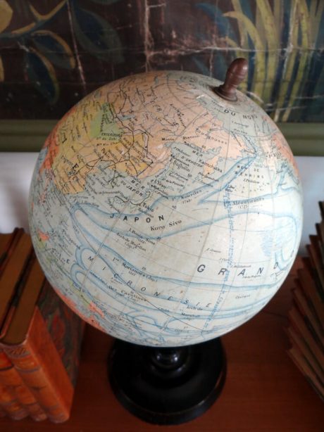 French antique Terrestrial globe on ebonised stand c.1895