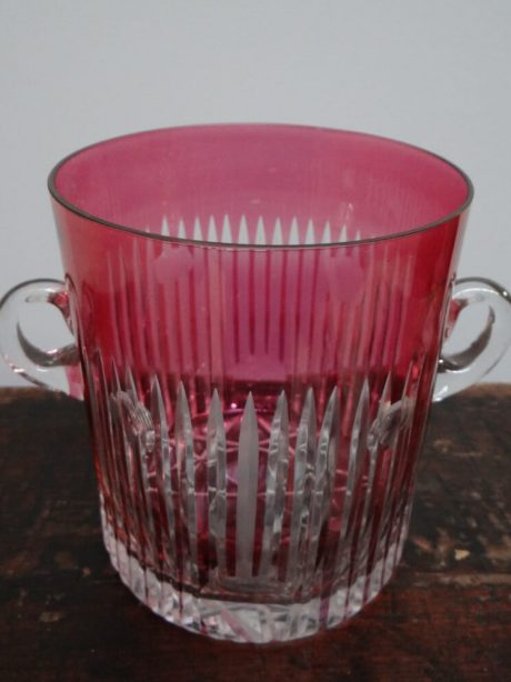 Crystal cranberry double cut ice bucket c.1950