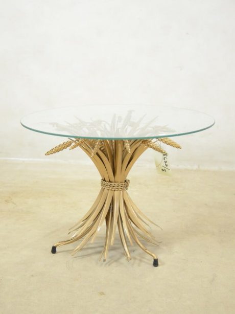 Gilded wheat coffee table with circular glass top c.1950