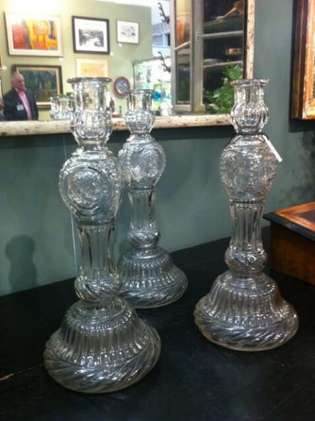 Antique French glass carafe candlesticks