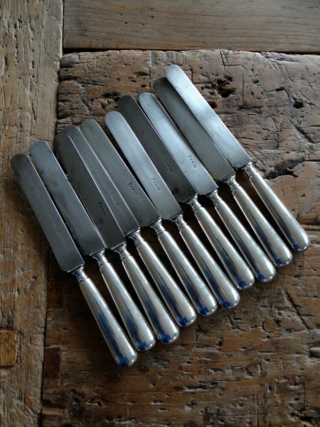 Set of ten PARIS silver plated knives from France