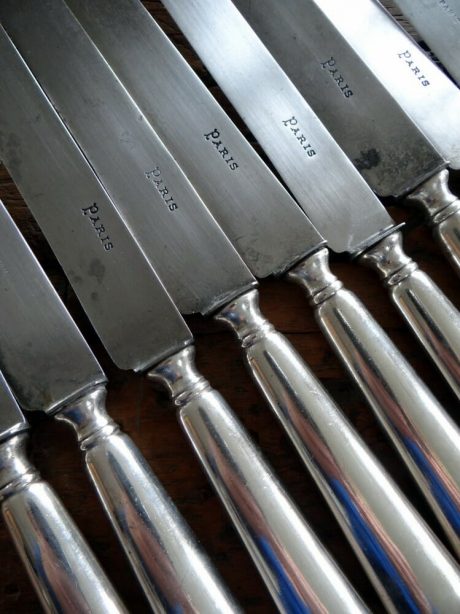 Set of ten PARIS silver plated knives from France