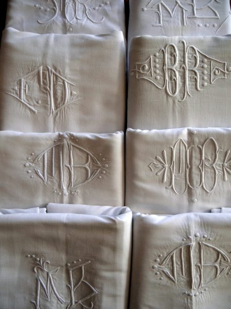 Monogrammed French linen sheets