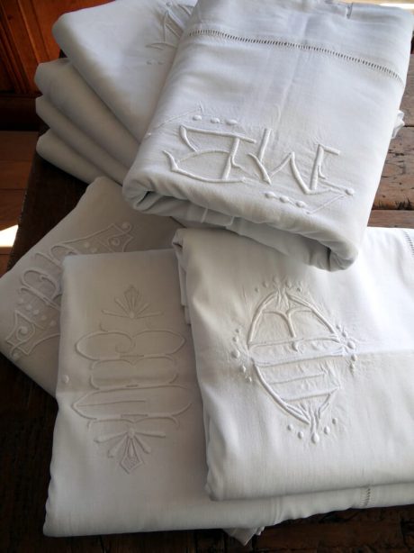 Monogrammed French linen sheets