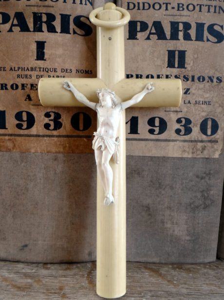 Antique celluloid crucifix with ivory corpus c.1890 - 1910