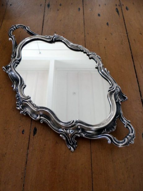 French silver plated mirrored display stand c.1900