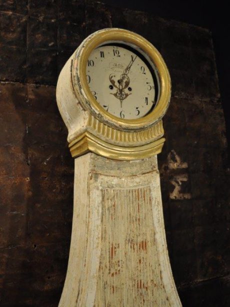 19th century painted Swedish Mora clock with original paint finish