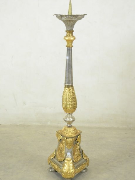 Antique silver plated and gilded metal candlestick c.1890