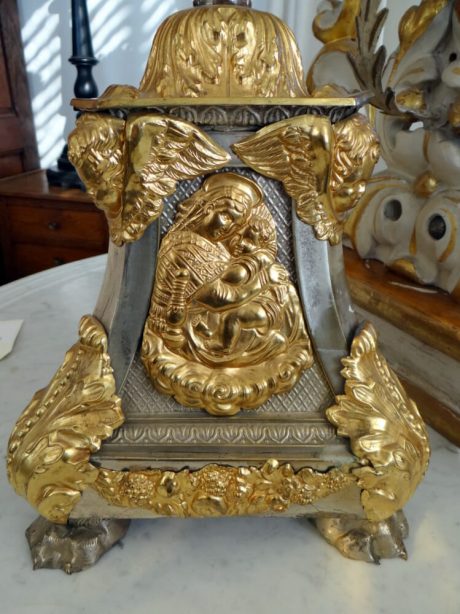 Antique silver plated and gilded metal candlestick c.1890