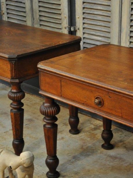 Pair of English antique oak tables c. 1880