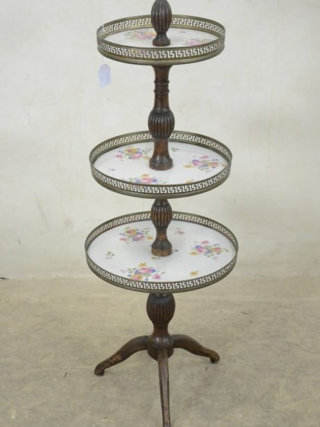 Ceramic and wooden cake stand c.1920