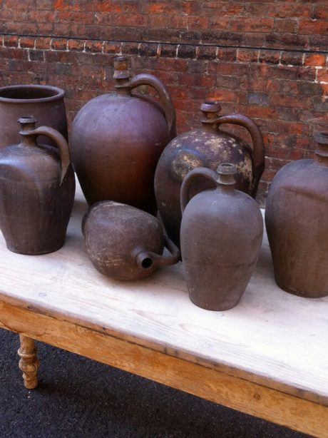 French 19th century pottery jugs and pot