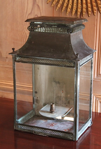 Verdigris copper lantern with pierced decoration c.1880