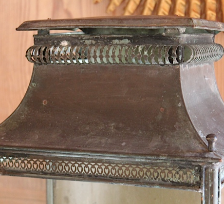 Verdigris copper lantern with pierced decoration c.1880