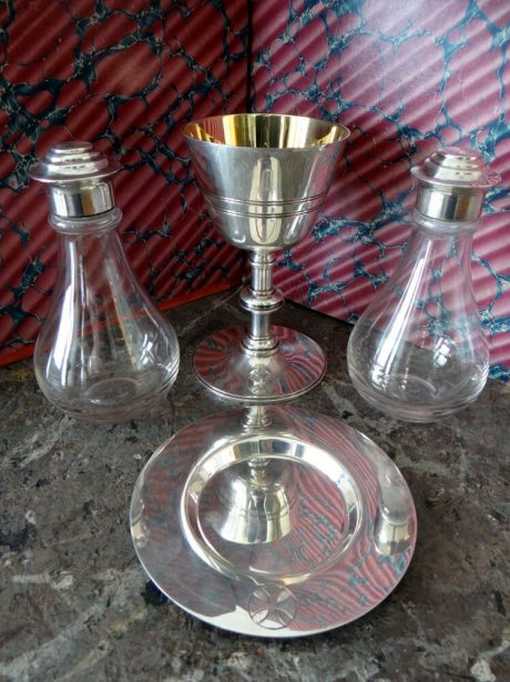 A WWII silver plated military chaplain`s travelling communion set