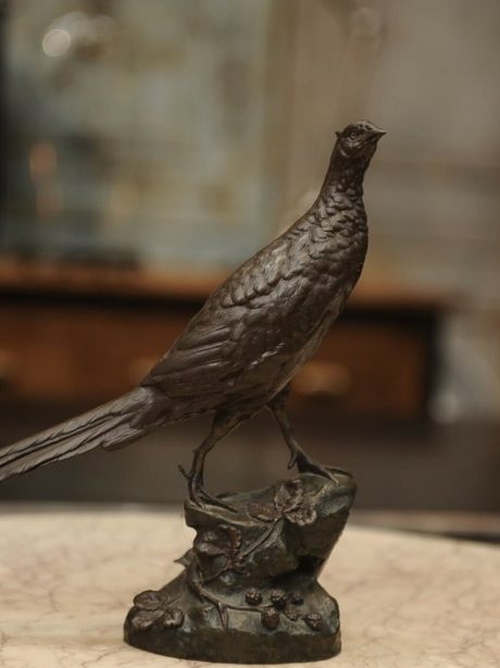 Bronze pheasant statue by Leon Bureau (1866 - 1906)