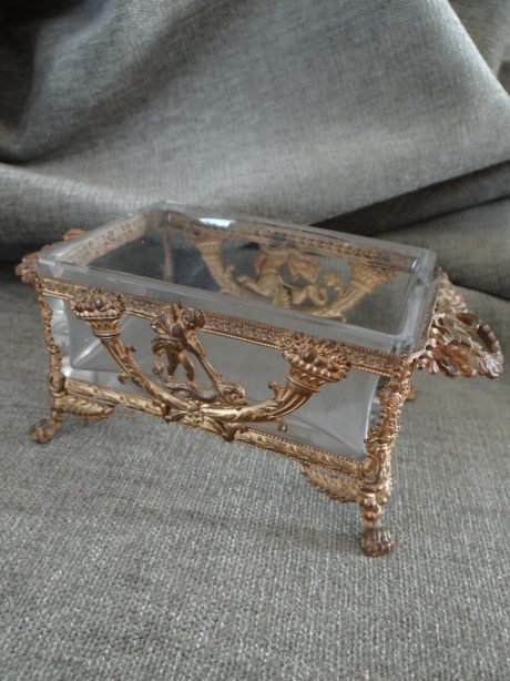 19th century bronze and glass trinket box