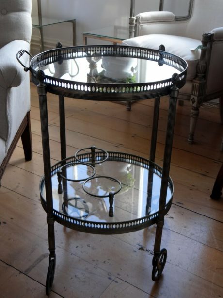 Silvered metal cocktail dessert trolley