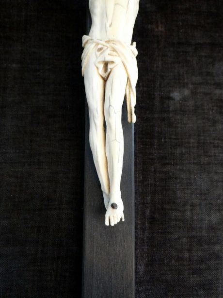 19th century framed crucifix with ivory Christ figure