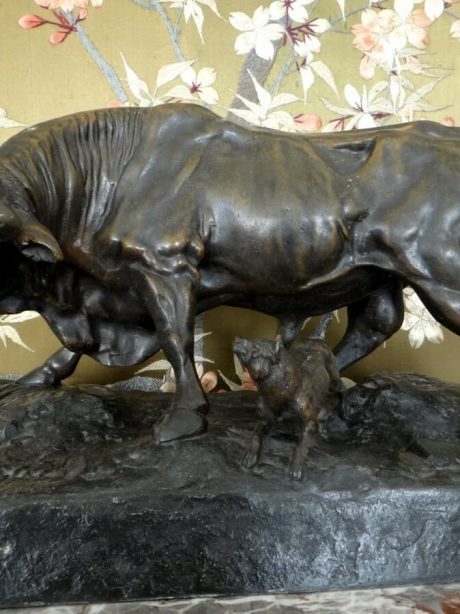 Regule metal animal sculpture signed Valton