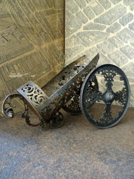 Antique metal wine pourer in the form of a chariot c.1900