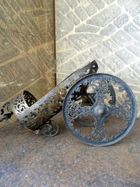 Antique metal wine pourer in the form of a chariot c.1900