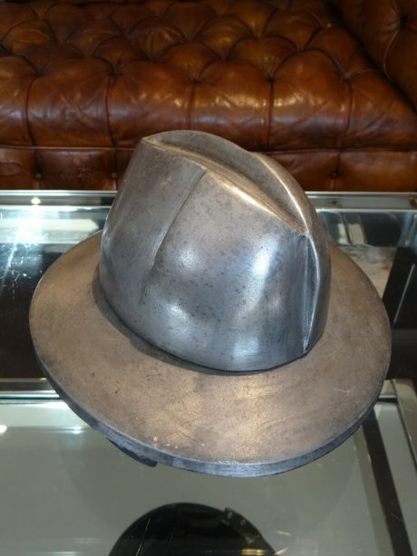 Vintage English cast aluminium Fedora millinery hat block