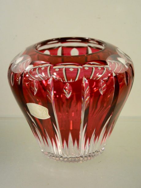 Vase in cranberry Val St Lambert crystal c.1940