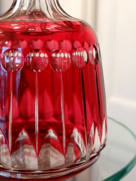 Val St Lambert cranberry crystal decanter c.1940