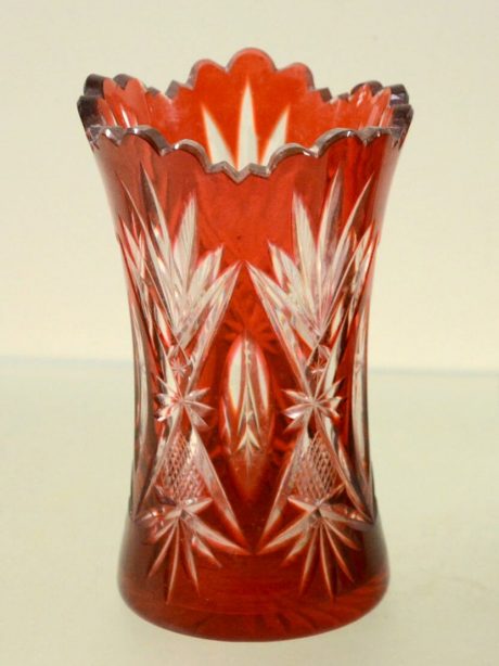 Red Val St Lambert vase c.1940