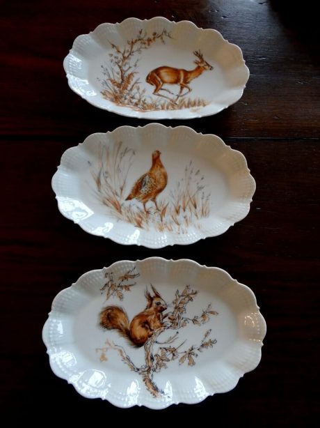 Limoges part dinner service set featuring game animals c.1920