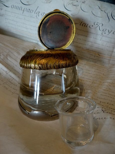 Gilded bronze and crystal hoof Ink well c.1910