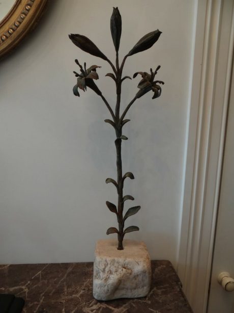 17th Century Flower in marble stand (Lily of the annuciation) Italy c.1680