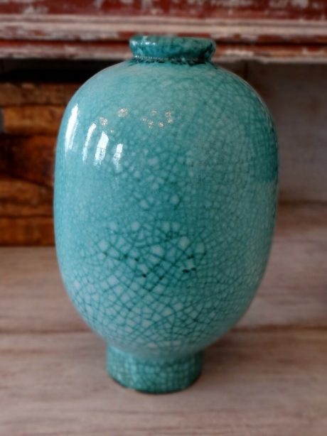 French Crackled turquoise vase c.1920