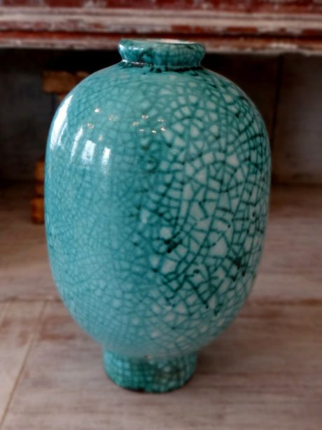 French Crackled turquoise vase c.1920