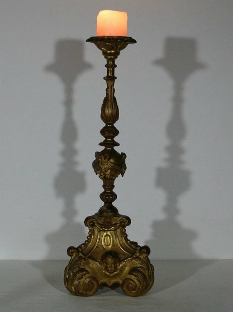 Italian Baroque gilded candlestick c.1800