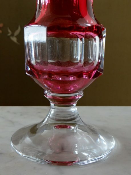 VSL cranberry crystal vase c.1910-1940