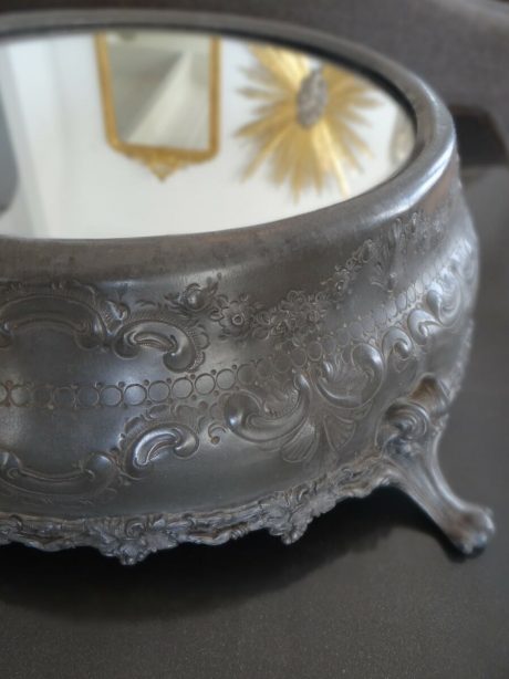 Fabulous Victorian pewter mirrored cake stand