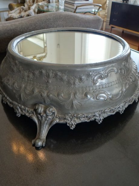 Fabulous Victorian pewter mirrored cake stand